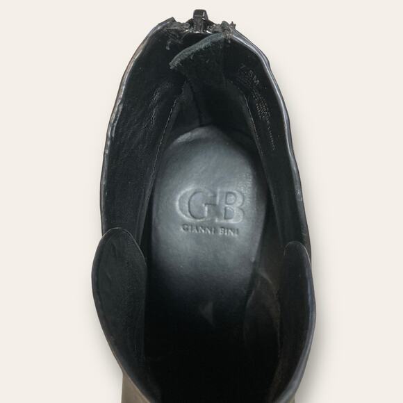 Gianni Bini Black Leather Block Heel Ankle Boots size 7.5 Excellent - Picture 5 of 6